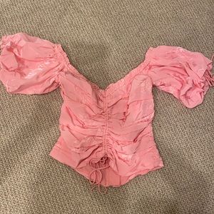 Isabelles cabinet Pink puffy sleeve Bc zip up top